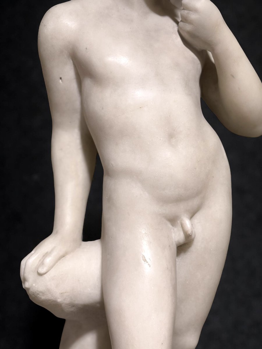 Ephèbe Harpocrate Sculpture Marbre Néoclassique Rome 18éme -photo-8