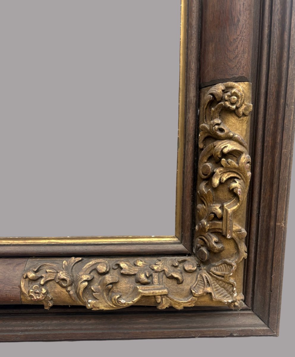 Impressive 19th Wooden Frame With Gilded Inlay-photo-4