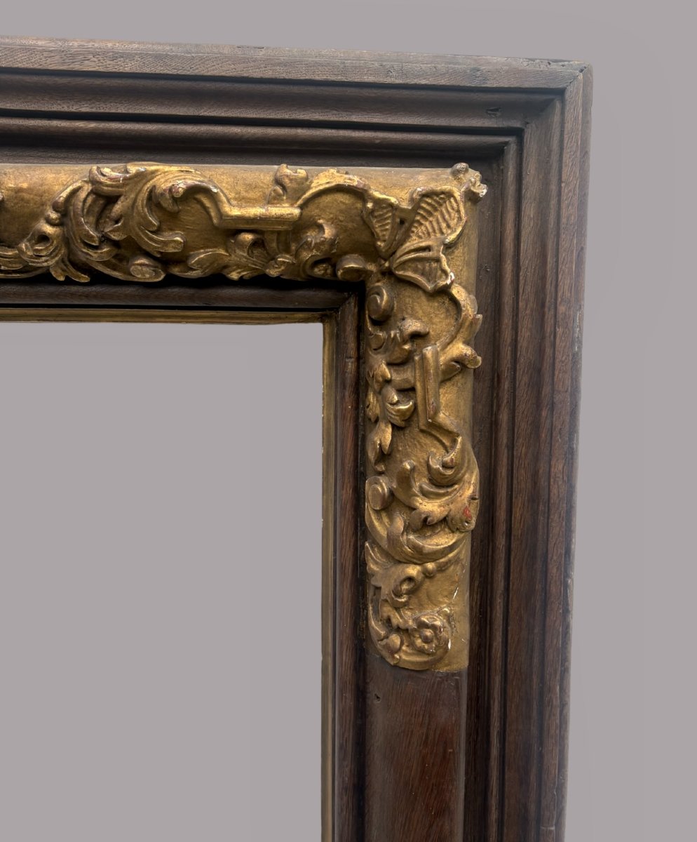 Impressive 19th Wooden Frame With Gilded Inlay-photo-2