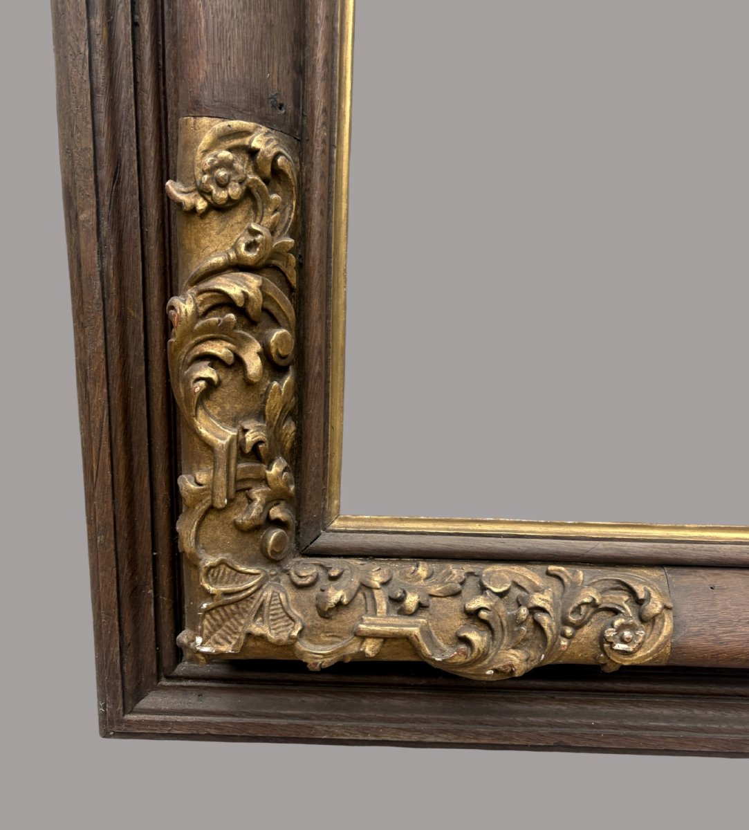 Impressive 19th Wooden Frame With Gilded Inlay-photo-3