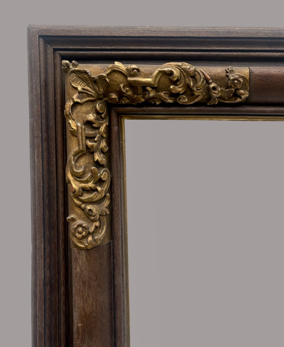Impressive 19th Wooden Frame With Gilded Inlay-photo-4