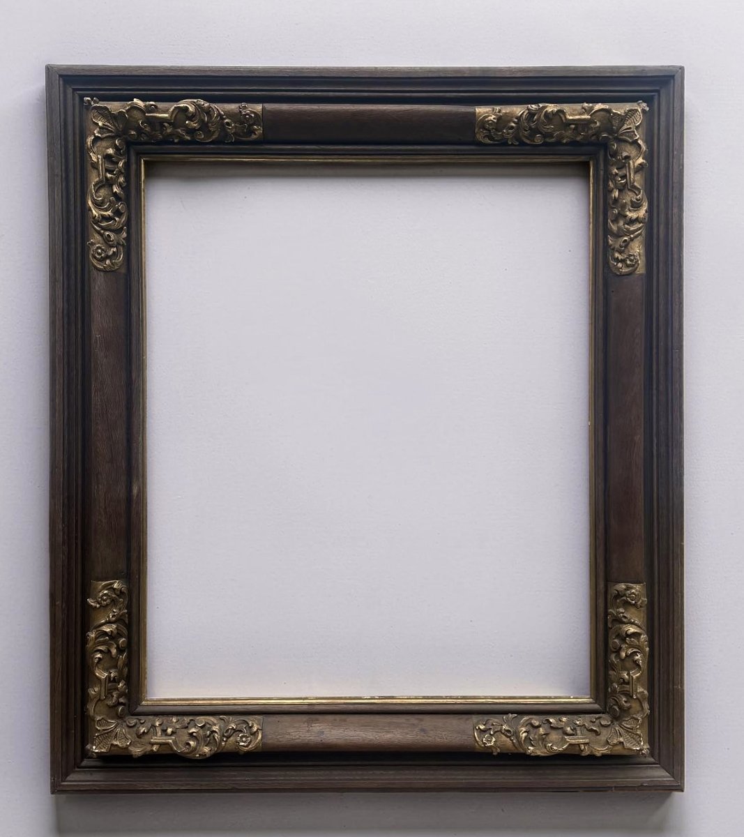 Impressive 19th Wooden Frame With Gilded Inlay
