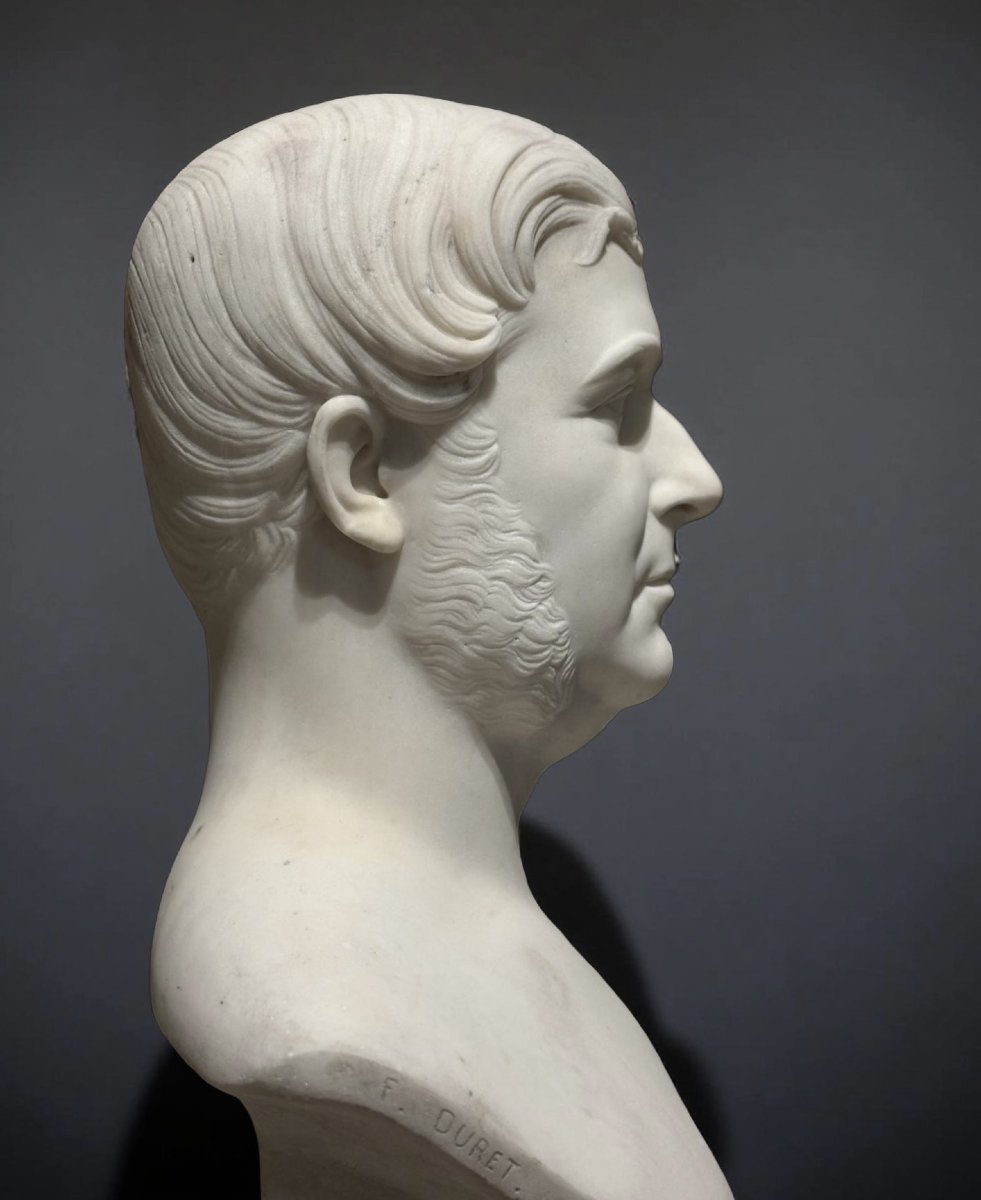 Francisque-joseph Duret (1804–1865) Marble Bust Of A Man-photo-2