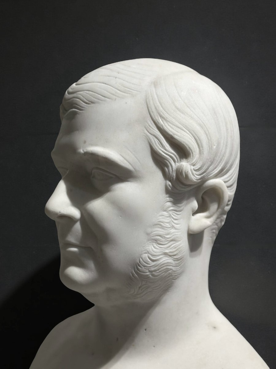 Francisque-joseph Duret (1804–1865) Marble Bust Of A Man-photo-5