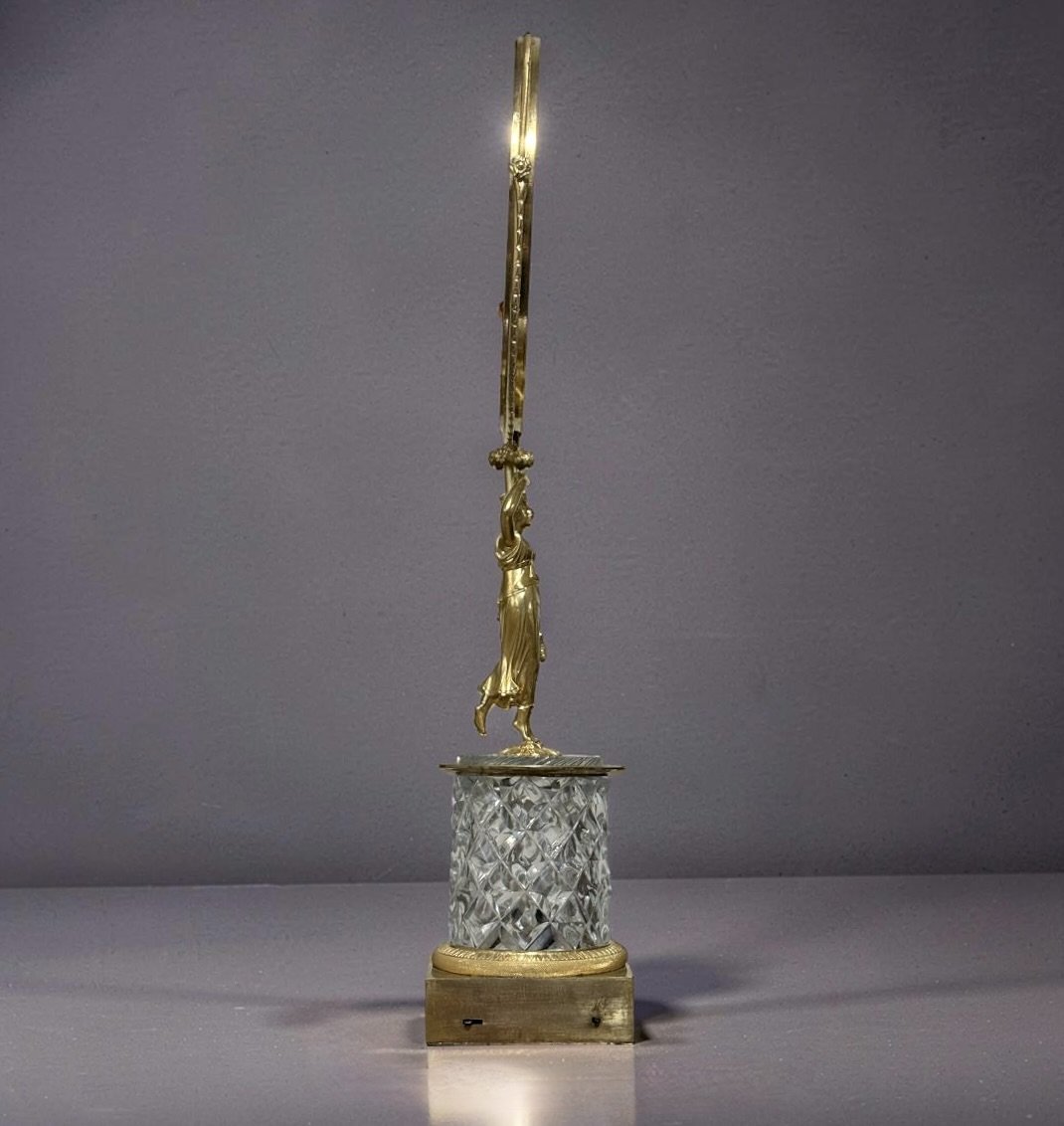 Miroir Charles X Bronze Doré Cristal Taillé à Système Musical circa 1820-photo-4
