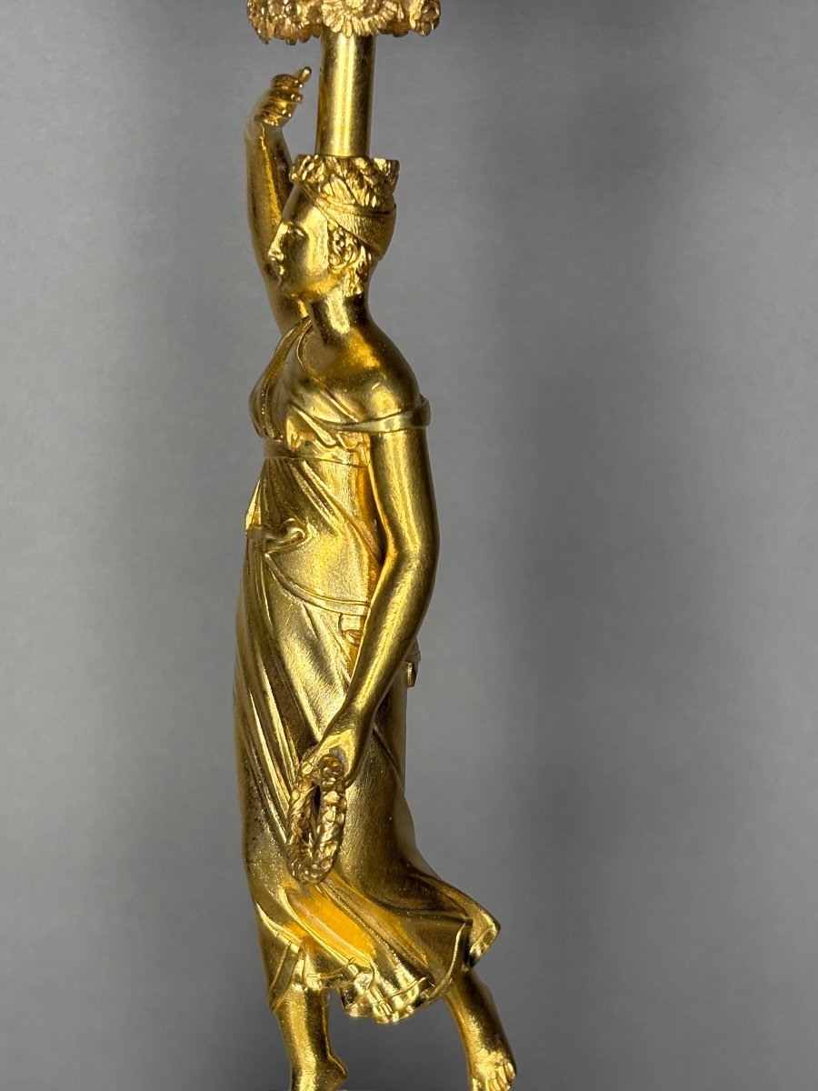 Miroir Charles X Bronze Doré Cristal Taillé à Système Musical circa 1820-photo-3