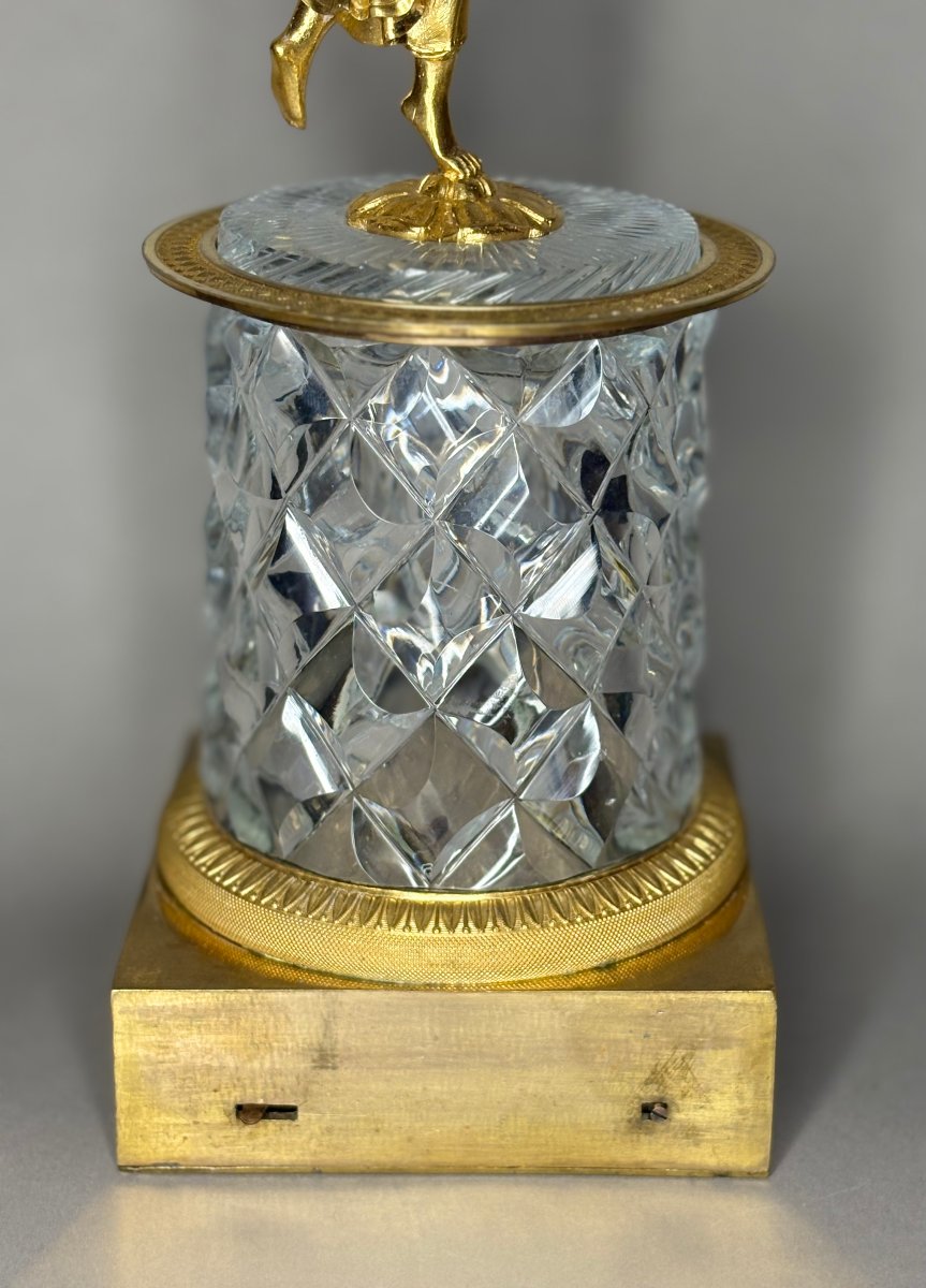 Miroir Charles X Bronze Doré Cristal Taillé à Système Musical circa 1820-photo-4