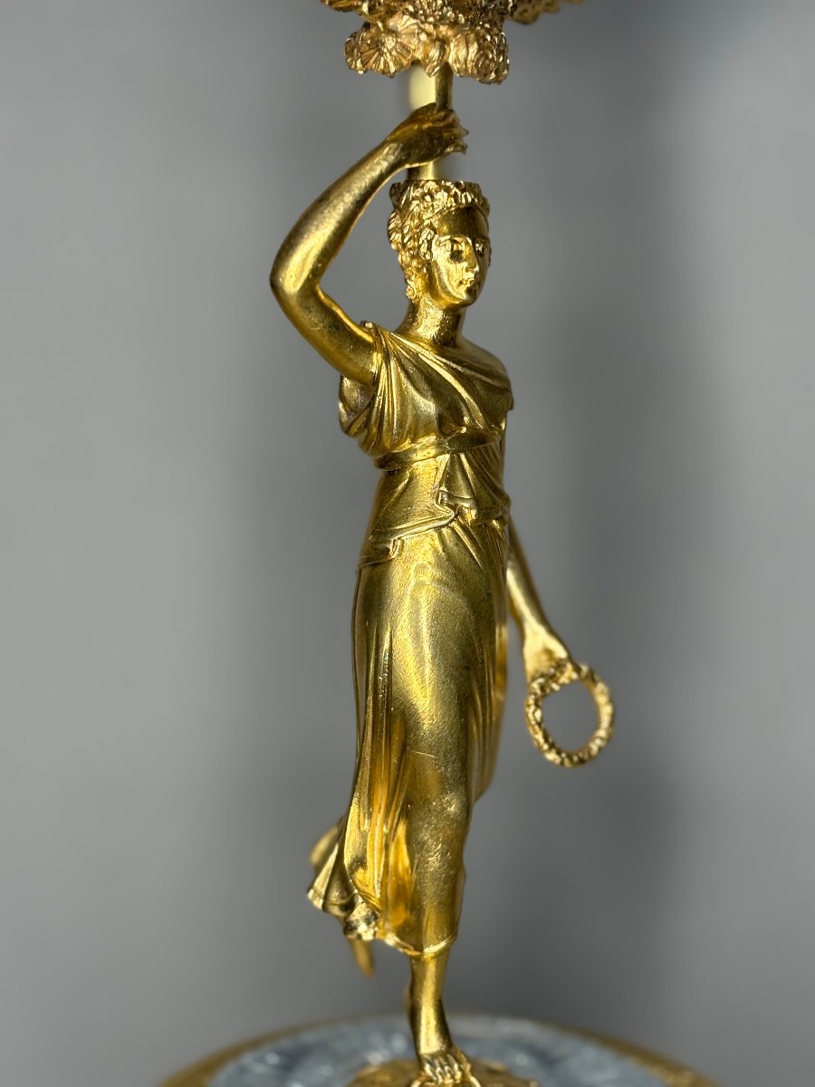 Miroir Charles X Bronze Doré Cristal Taillé à Système Musical circa 1820-photo-5