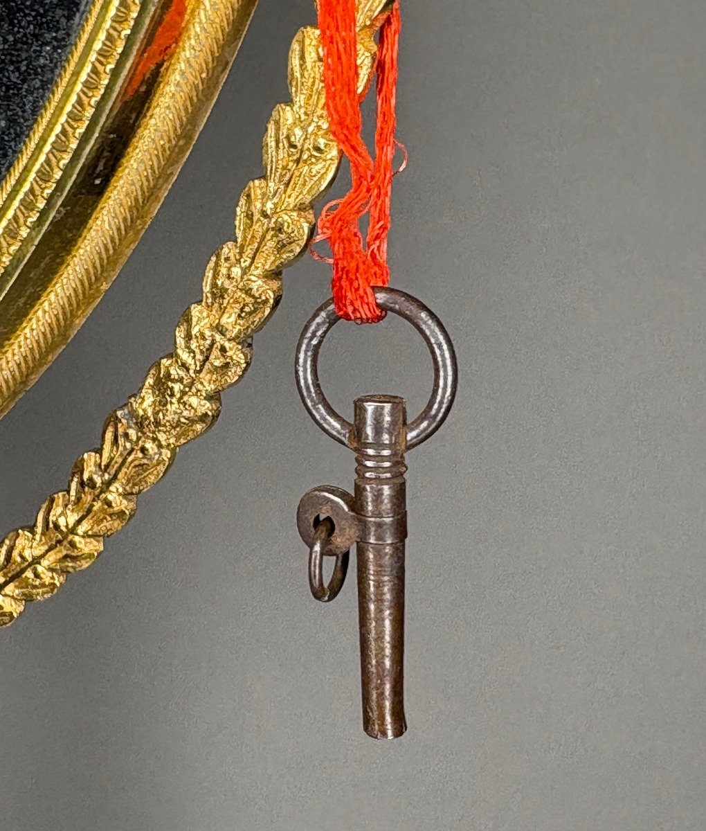 Miroir Charles X Bronze Doré Cristal Taillé à Système Musical circa 1820-photo-8