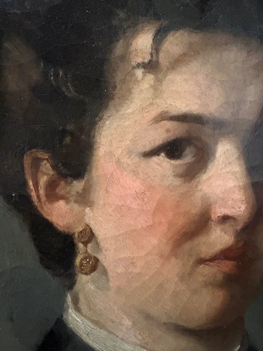 Portrait Of A Woman Late 19th Italian Painting  Follower Of The Macchiaioli-photo-3