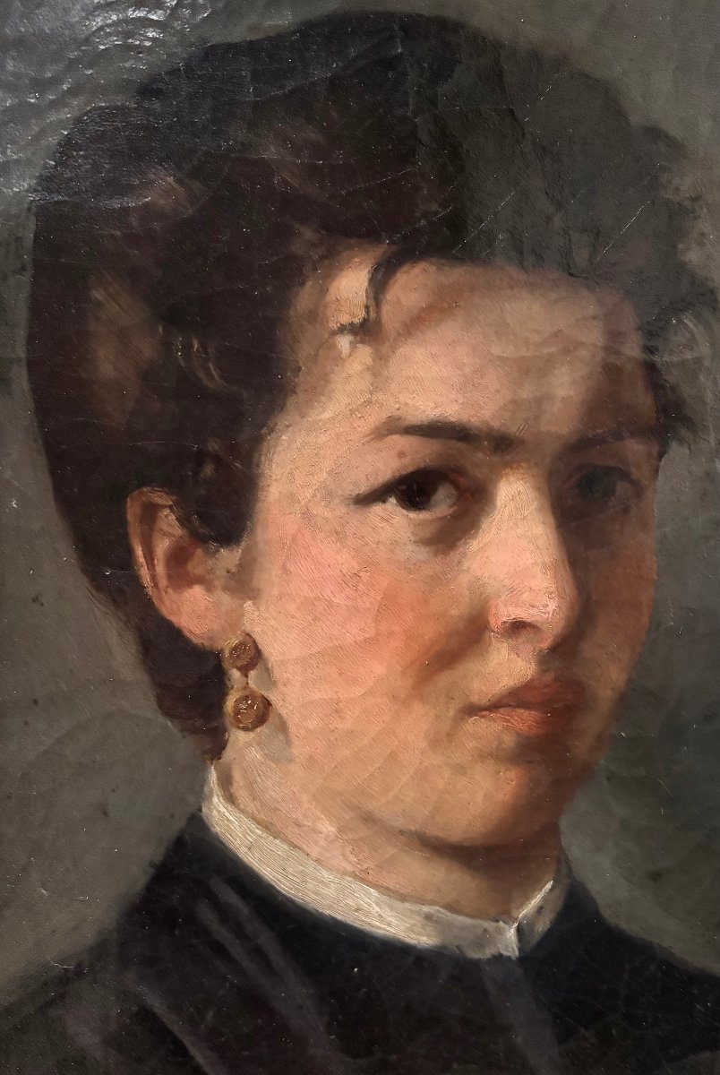 Portrait Of A Woman Late 19th Italian Painting  Follower Of The Macchiaioli-photo-4