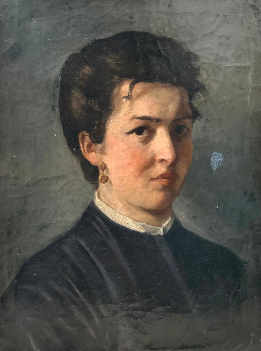 Portrait Of A Woman Late 19th Italian Painting  Follower Of The Macchiaioli