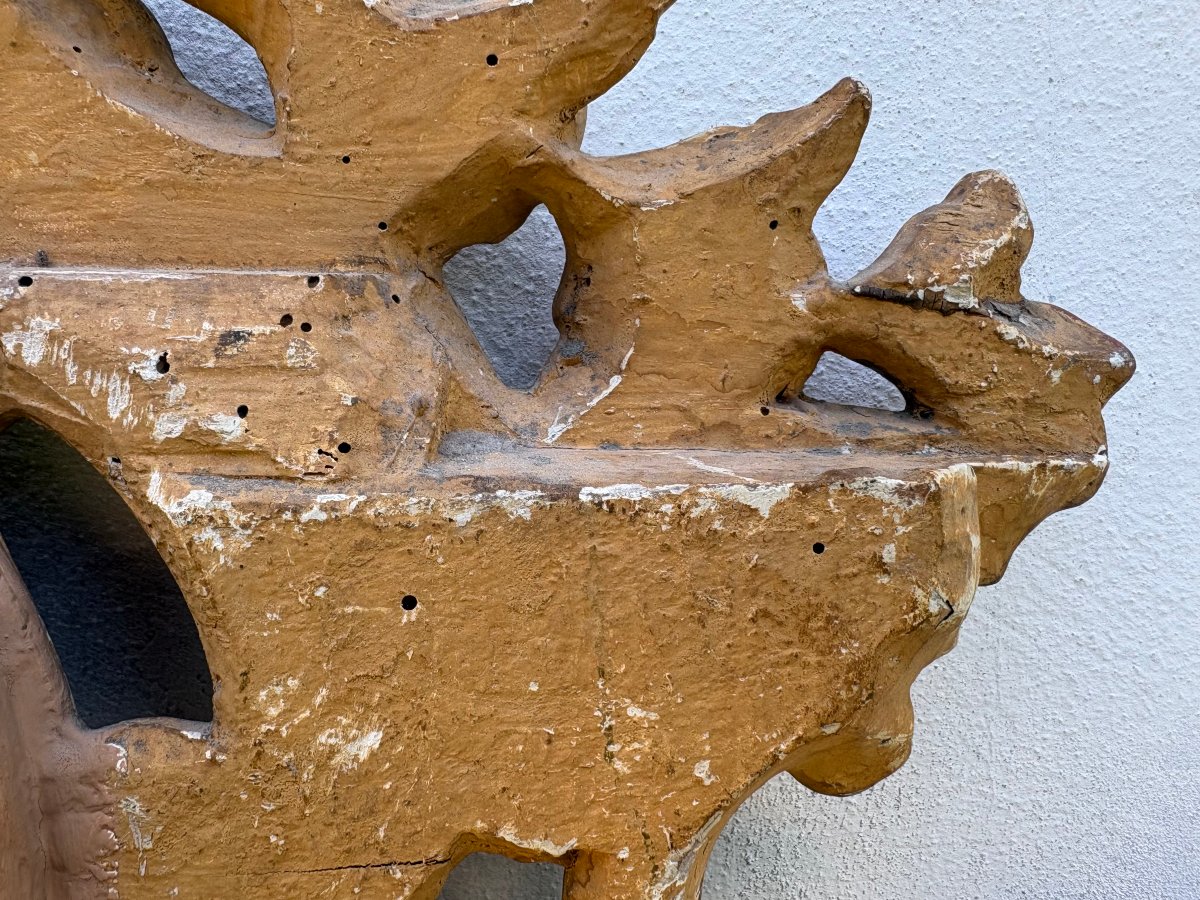Imposante Tête de Lit 18éme Bois Sculpté et Doré -photo-7