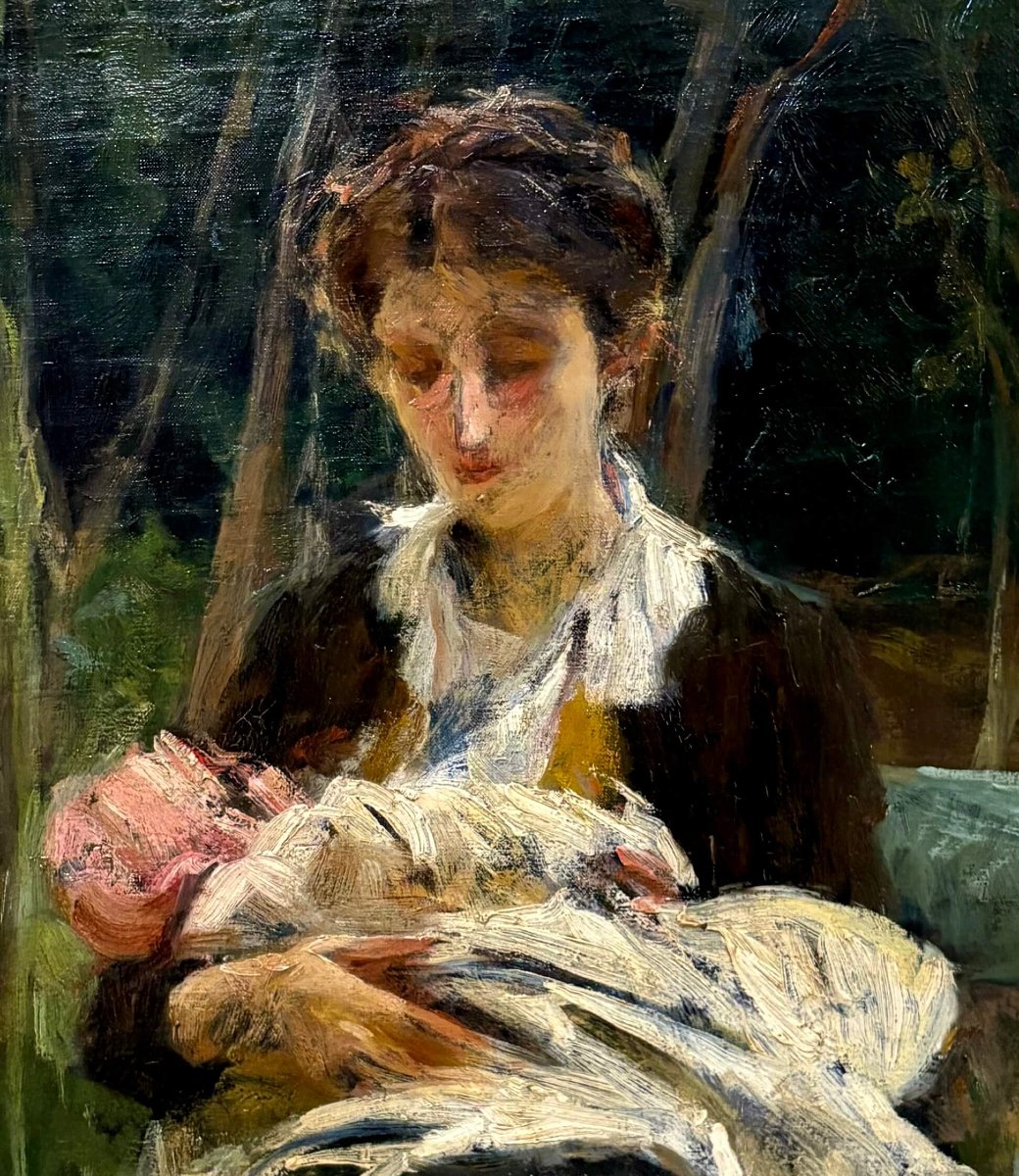 Francesco Galante (1884-1972) “La jeune Mère” Ecole Napolitaine début 20ème-photo-3