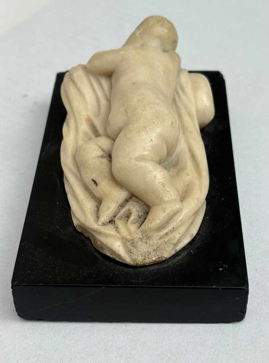 Sculpture en Marbre Grand Tour Putto Endormi d'après François Duquesnoy-photo-2
