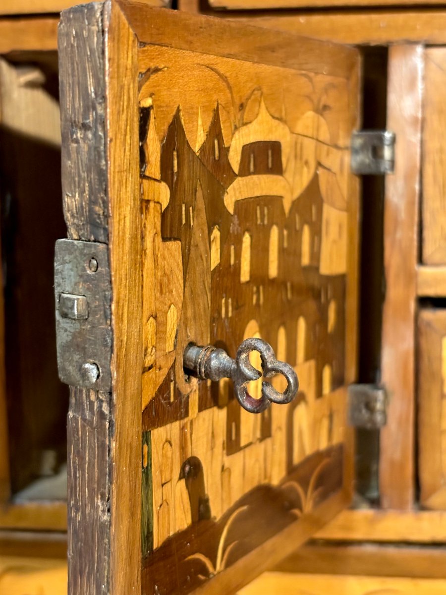 17th Inlaid Cabinet From Augsburg "wild Grass"-photo-8
