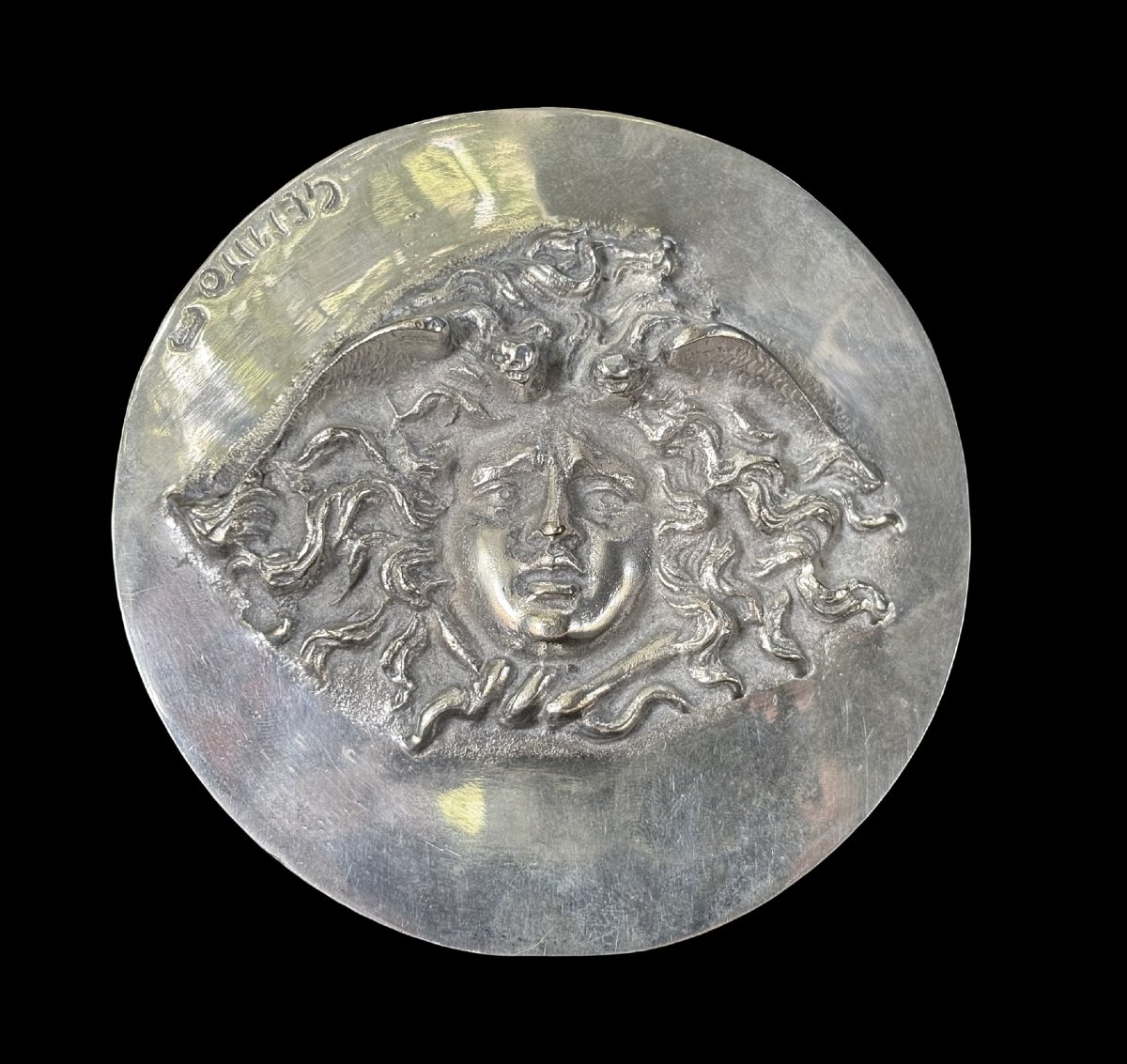 Vincenzo Gemito (1852-1929) Médaillon en Bronze Argenté Tête de Méduse-photo-2