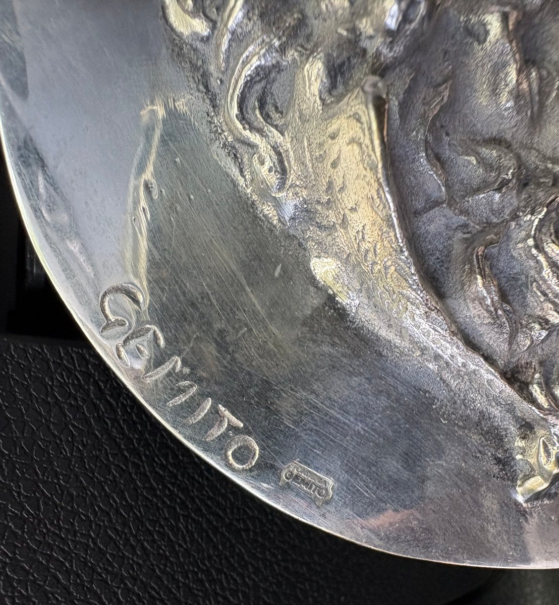 Vincenzo Gemito (1852-1929) Médaillon en Bronze Argenté Tête de Méduse-photo-1