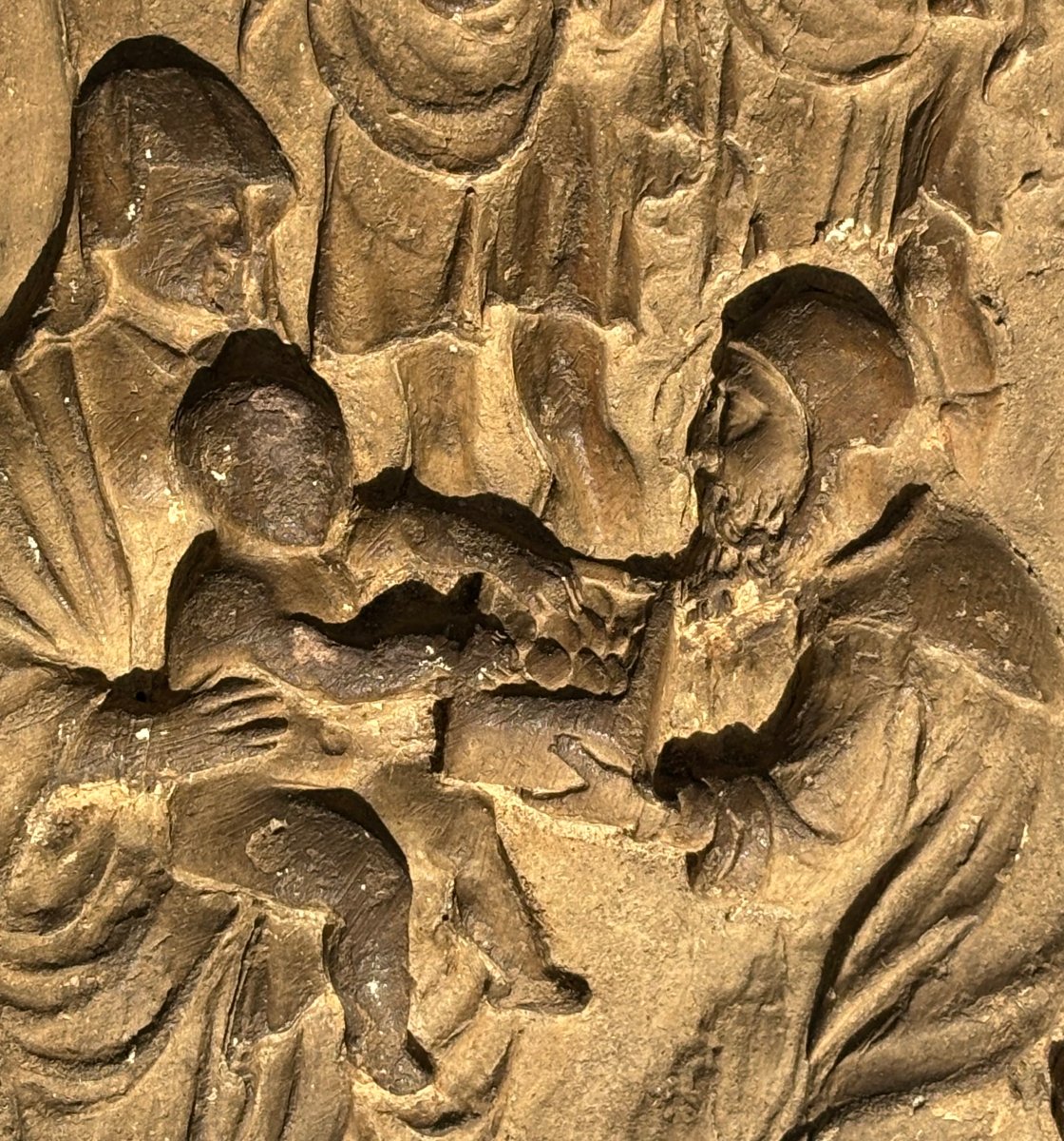 Bas-relief en Terre Cuite Renaissance "L'adoration des Mages" daté 1618-photo-1