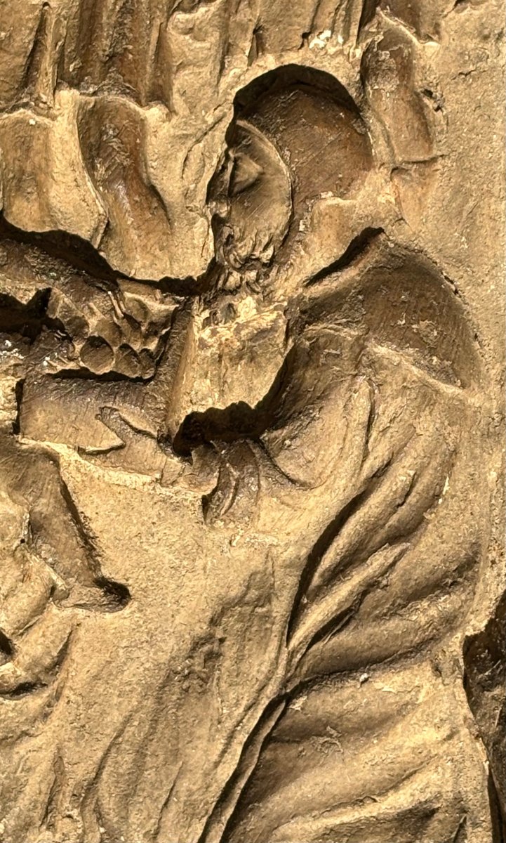 Bas-relief en Terre Cuite Renaissance "L'adoration des Mages" daté 1618-photo-3