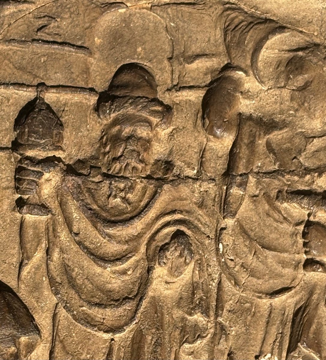Bas-relief en Terre Cuite Renaissance "L'adoration des Mages" daté 1618-photo-4