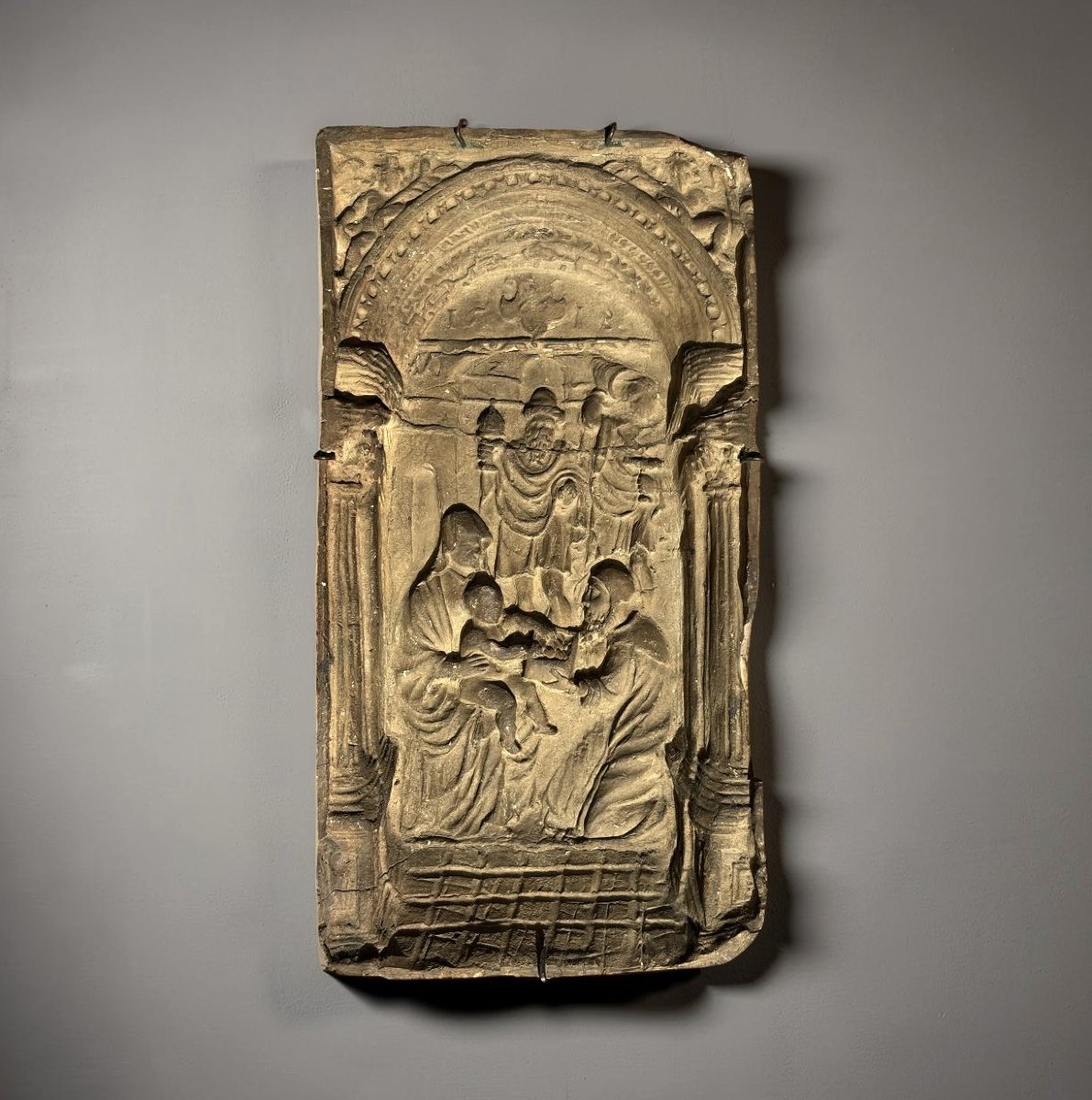 Bas-relief en Terre Cuite Renaissance "L'adoration des Mages" daté 1618