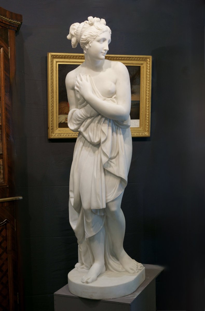 Vénus Italique Imposante Sculpture en Marbre Grand Tour vers 1840-photo-3