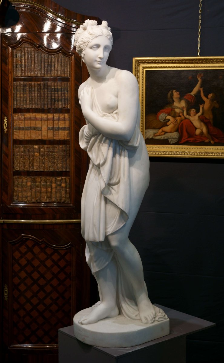Vénus Italique Imposante Sculpture en Marbre Grand Tour vers 1840-photo-4