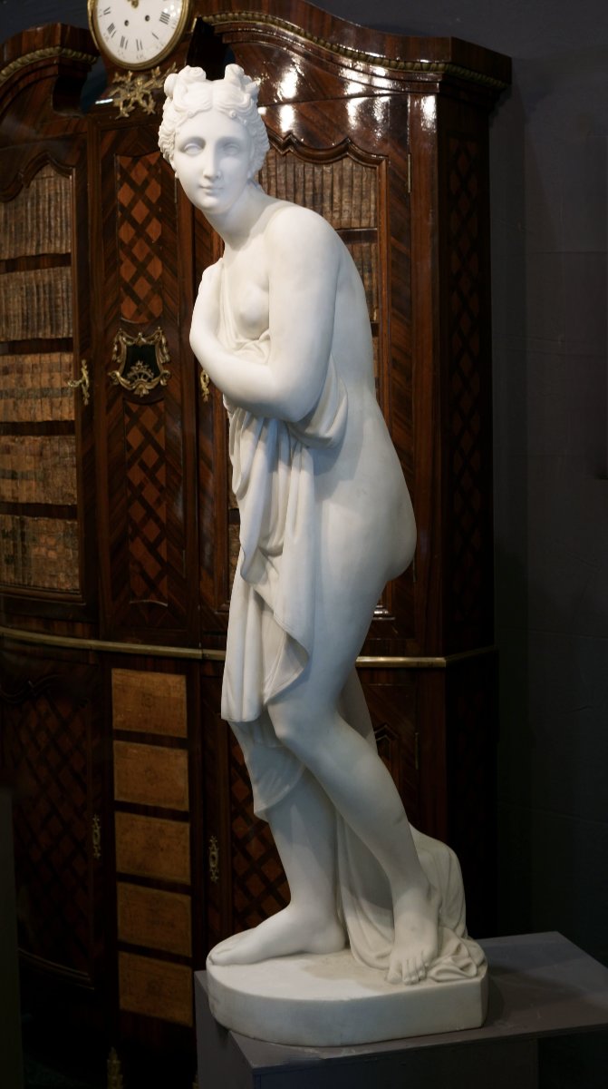 Vénus Italique Imposante Sculpture en Marbre Grand Tour vers 1840-photo-4