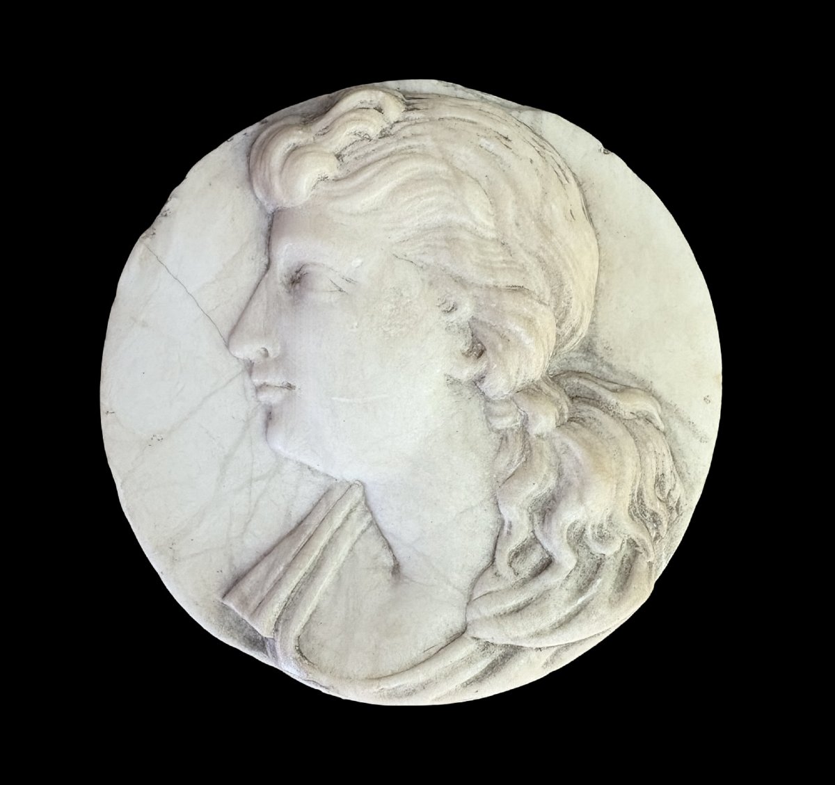 Neoclassical Marble Medallion: Grand Tour Profile, 18th Century-photo-2