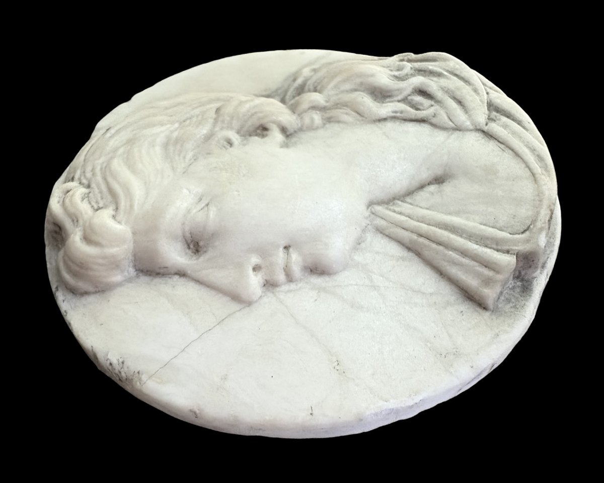 Neoclassical Marble Medallion: Grand Tour Profile, 18th Century-photo-3