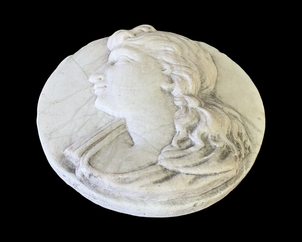 Neoclassical Marble Medallion: Grand Tour Profile, 18th Century-photo-1