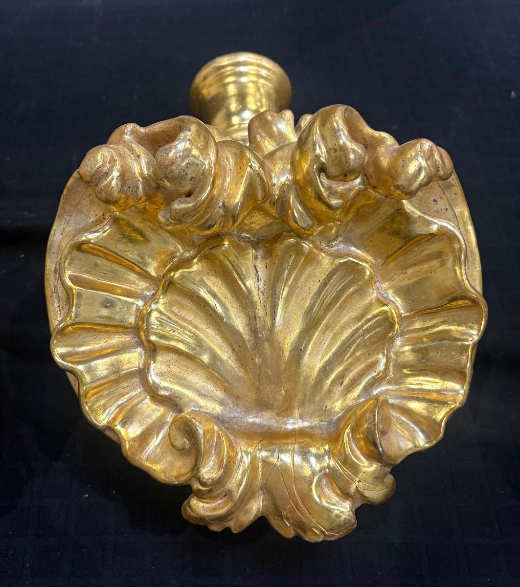 Paire de Grands Etagères Baroque avec Bougeoir en Bois Doré XVIIIe siècle-photo-2