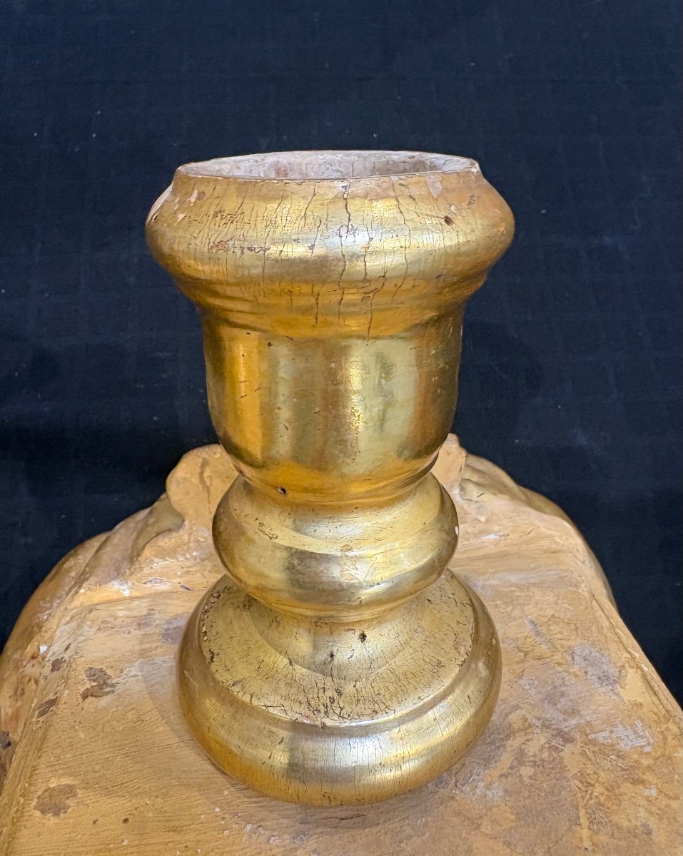 Paire de Grands Etagères Baroque avec Bougeoir en Bois Doré XVIIIe siècle-photo-6