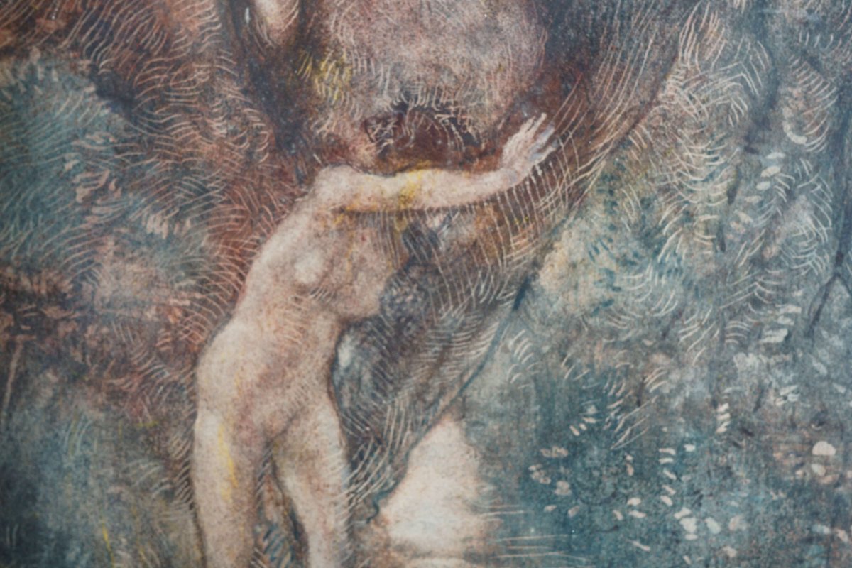 Gaston La Touche (1854-1913) "Nymphe Dans La Forêt" Aquarelle -photo-1