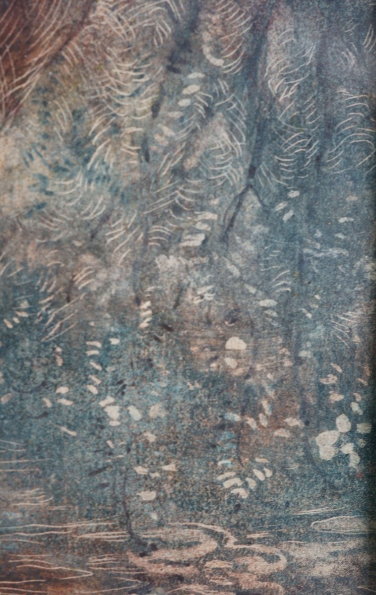 Gaston La Touche (1854-1913) "Nymphe Dans La Forêt" Aquarelle -photo-3