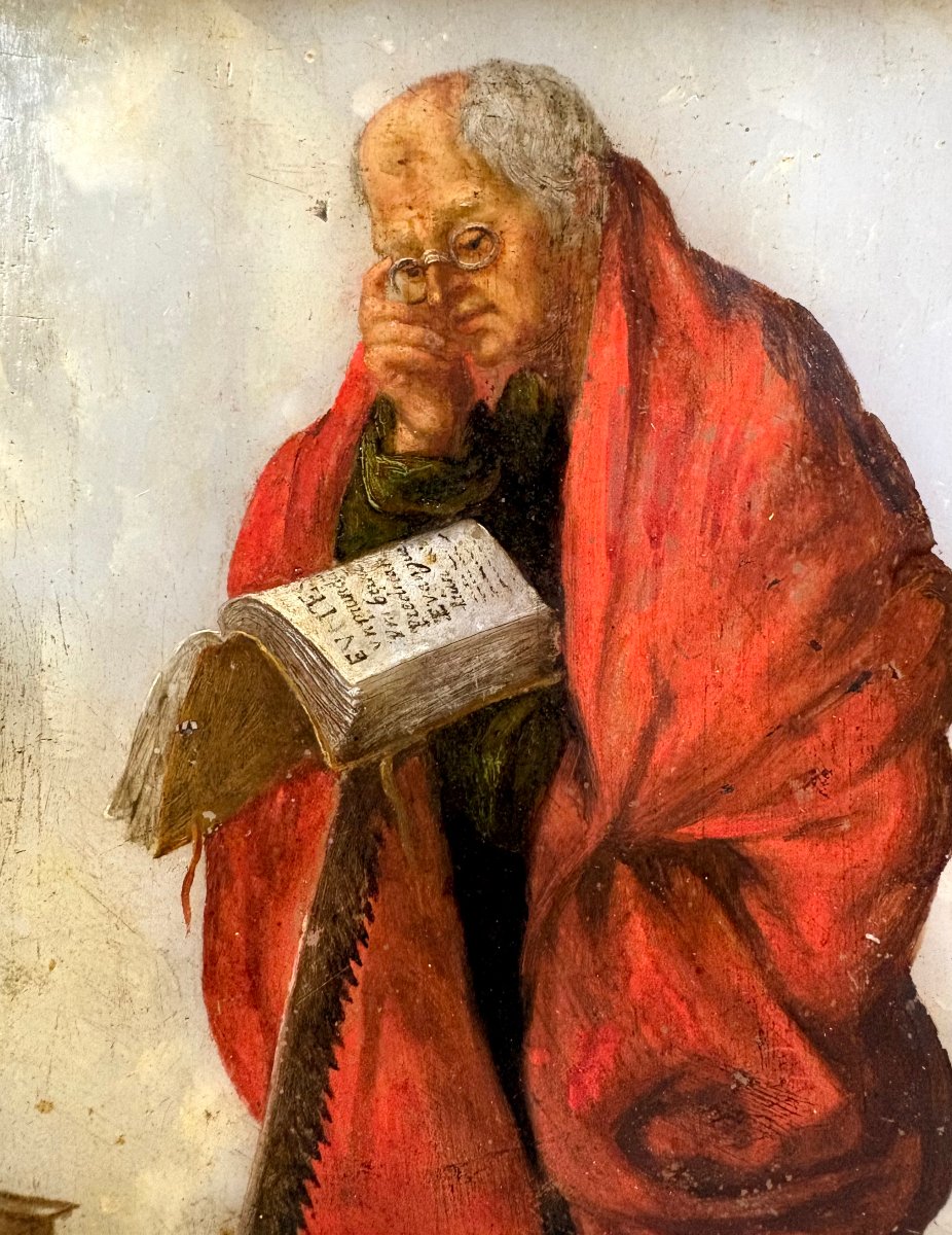 Peinture sur Onyx “Saint Simon” Ecole Italienne du 17éme d'après Jacques Callot-photo-3