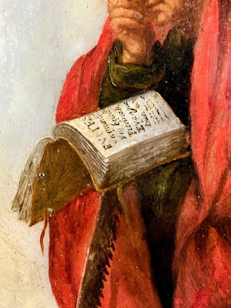 Peinture sur Onyx “Saint Simon” Ecole Italienne du 17éme d'après Jacques Callot-photo-4