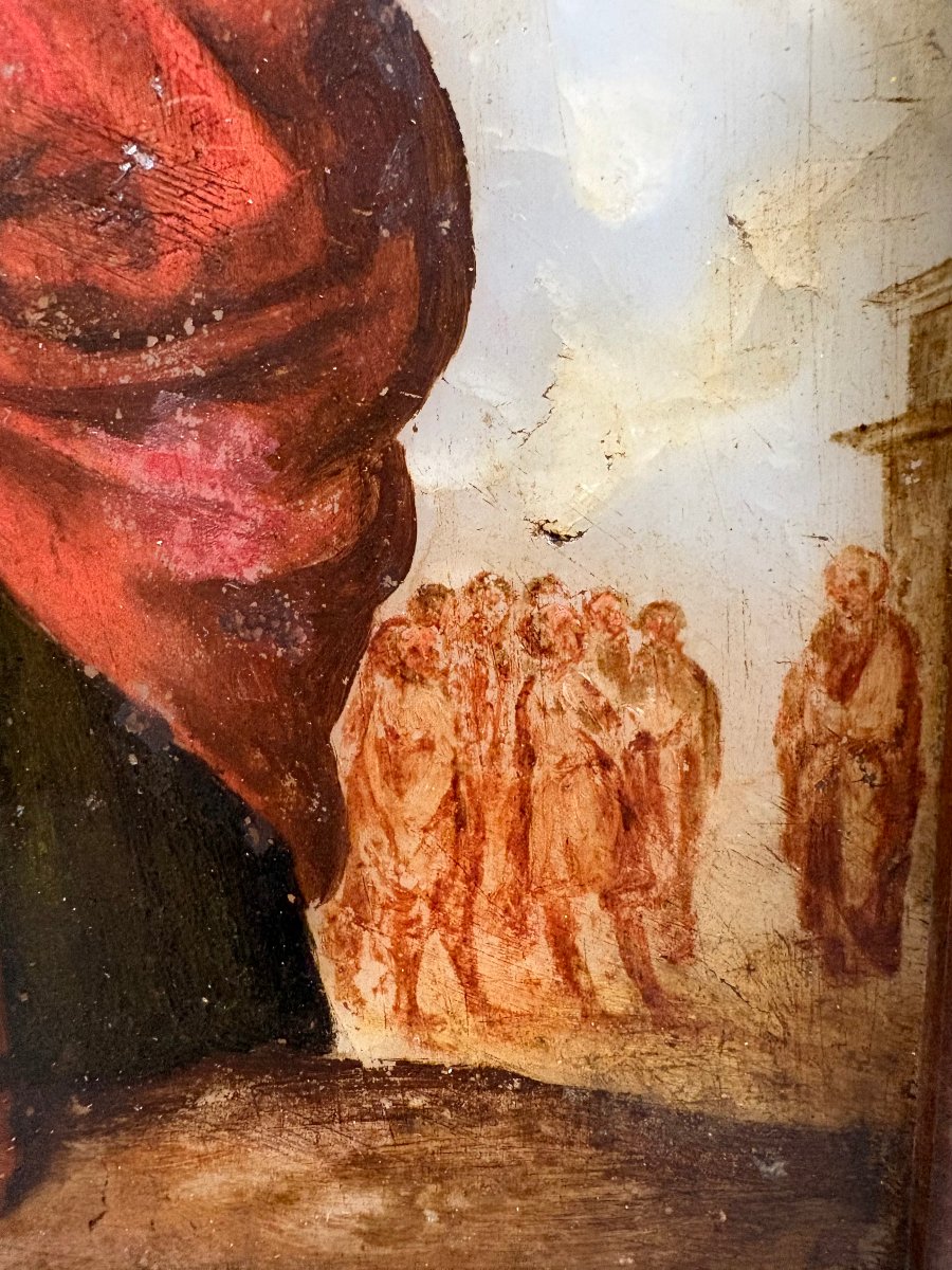 Peinture sur Onyx “Saint Simon” Ecole Italienne du 17éme d'après Jacques Callot-photo-1
