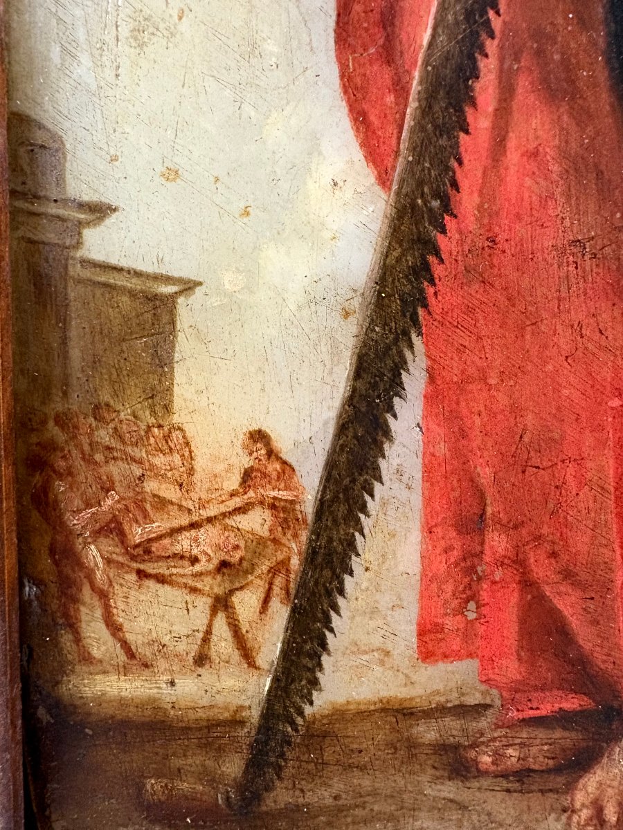 Peinture sur Onyx “Saint Simon” Ecole Italienne du 17éme d'après Jacques Callot-photo-2