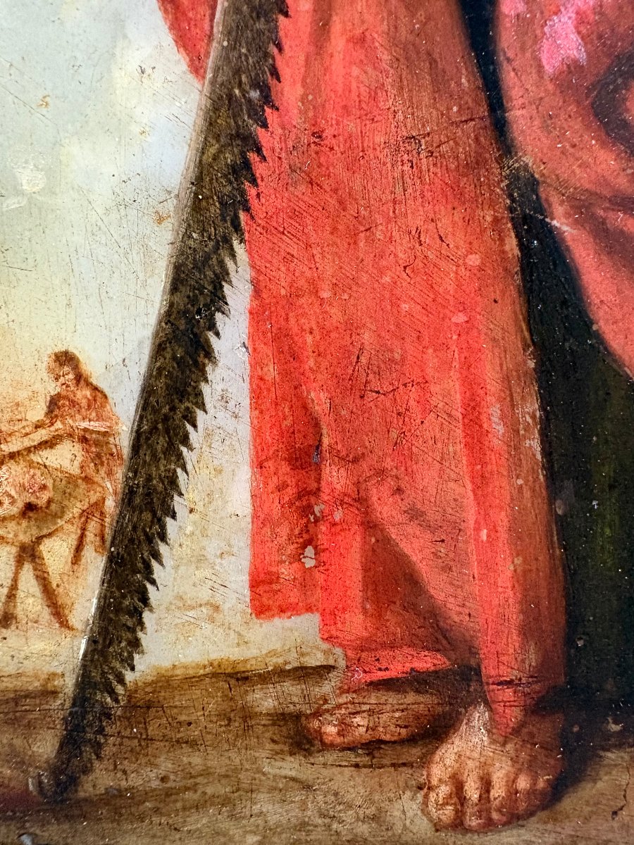 Peinture sur Onyx “Saint Simon” Ecole Italienne du 17éme d'après Jacques Callot-photo-3