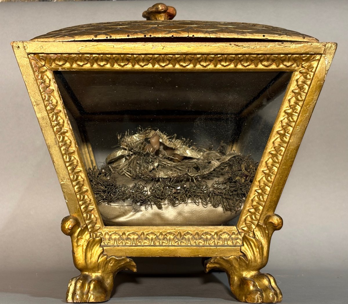 Chasse en Bois Doré contenant l'Enfant Jésus en Cire, XVIIIe siècle-photo-4