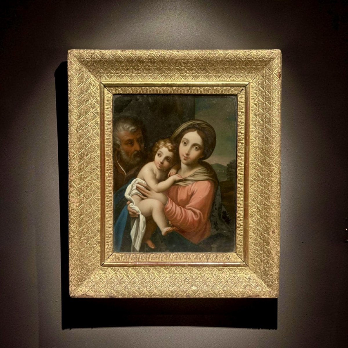 Madonna And Child, Painting Under Glass, 18th-century Italian School-photo-2