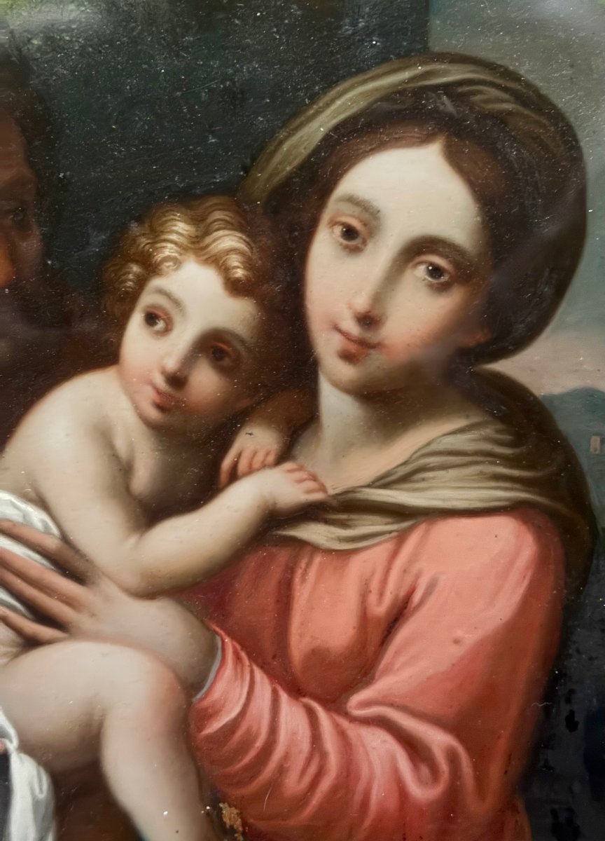 Madonna And Child, Painting Under Glass, 18th-century Italian School-photo-3