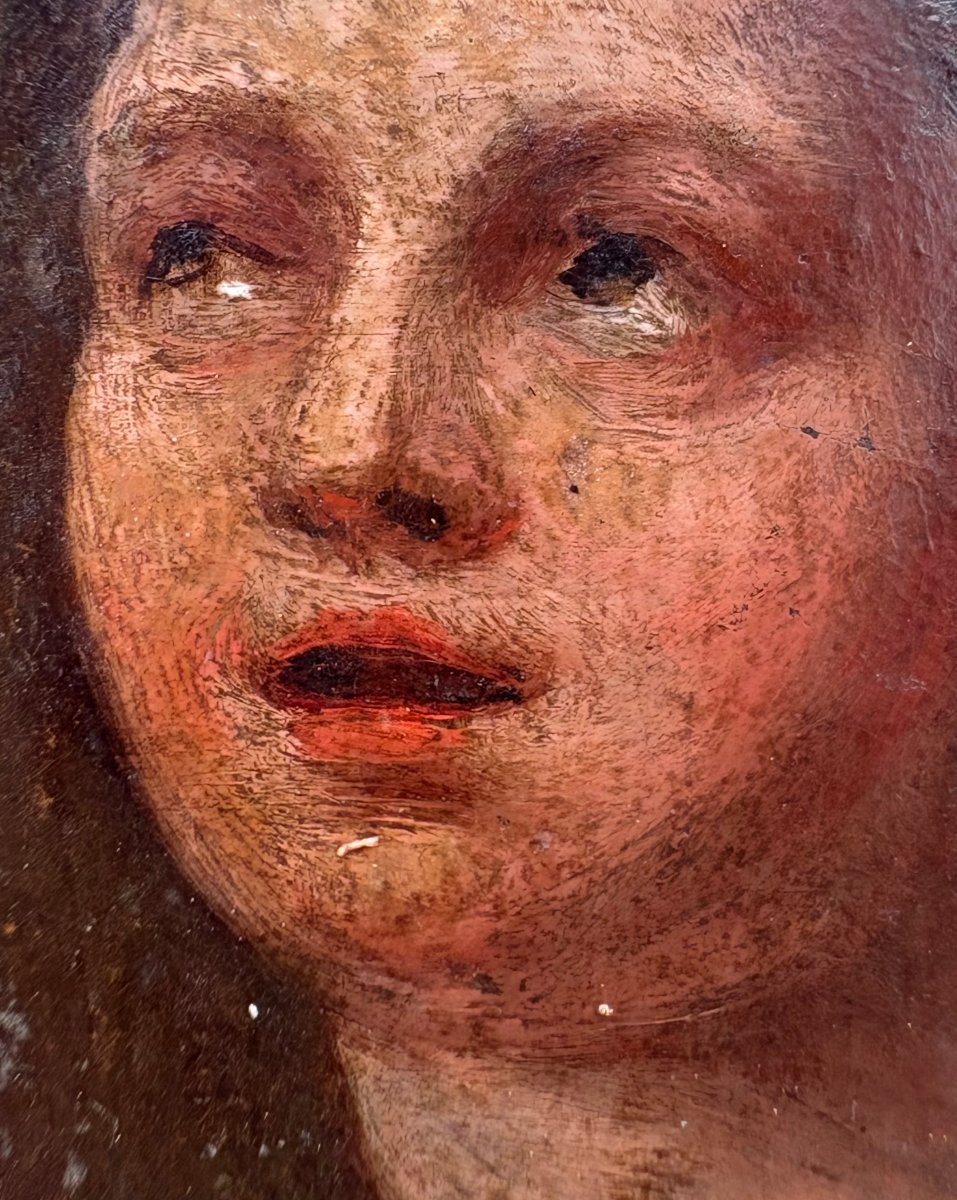 Portrait de Femme Miniature sur Cuivre, XVIIe siècle-photo-3