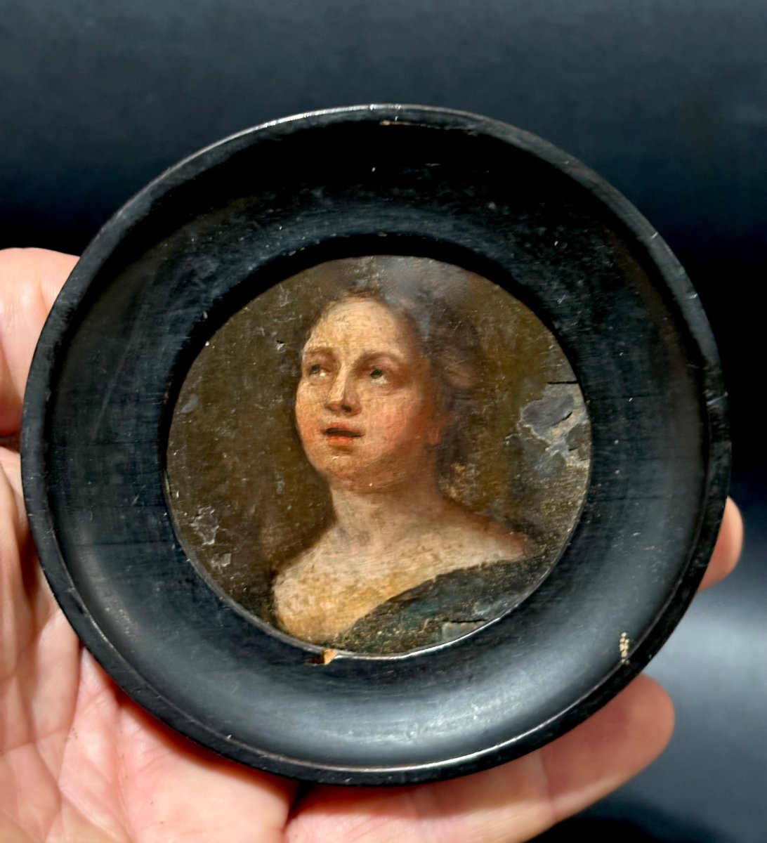 Portrait de Femme Miniature sur Cuivre, XVIIe siècle-photo-4