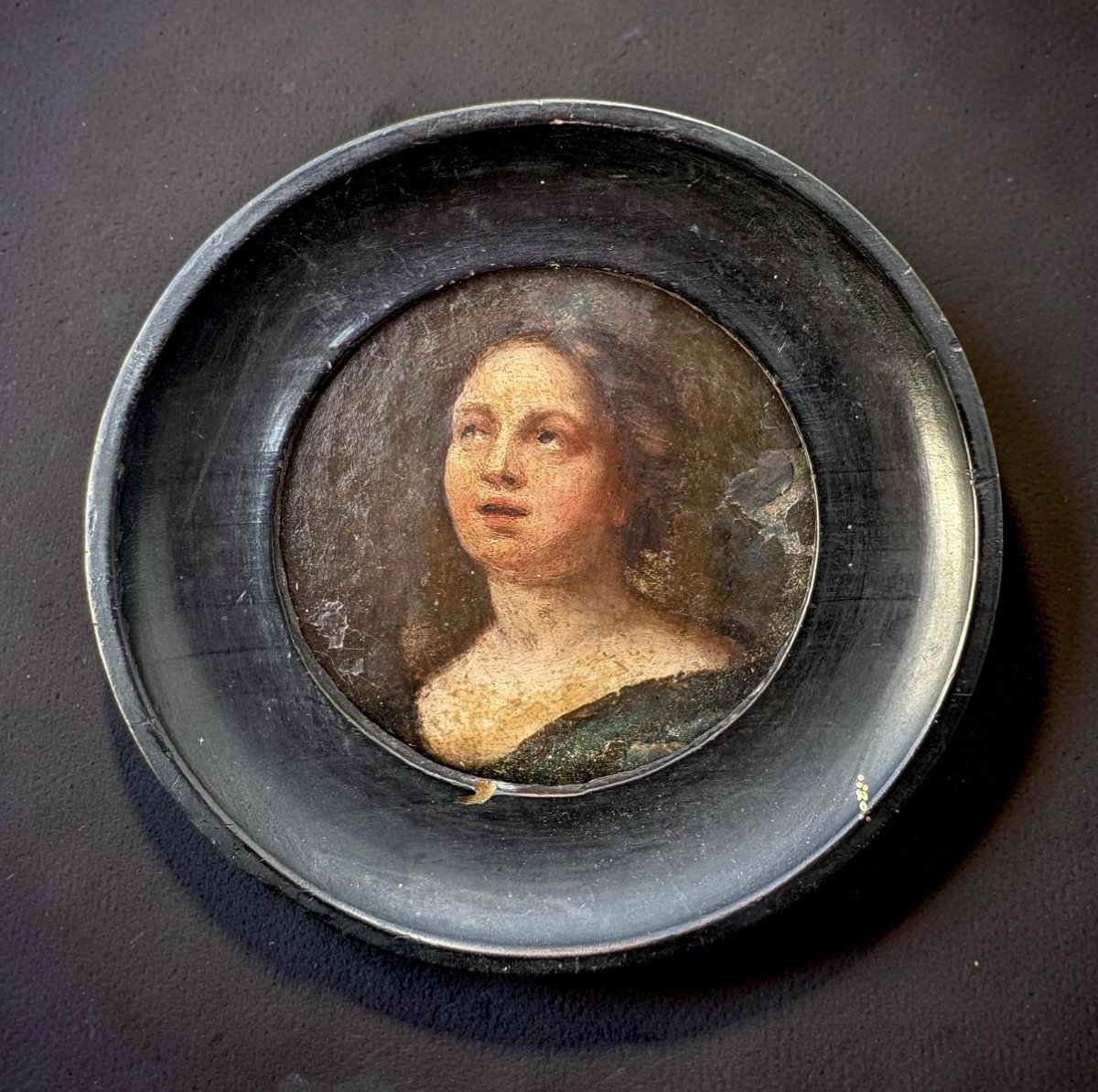 Portrait de Femme Miniature sur Cuivre, XVIIe siècle
