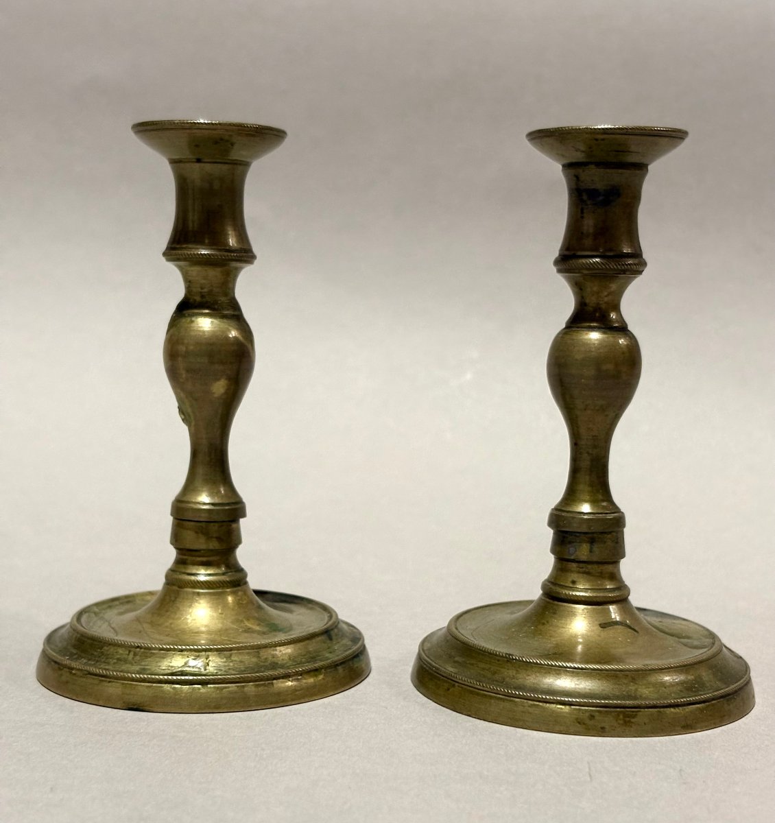 18th Italian Pair Of Miniature Candlesticks For A Portable Altar-photo-2