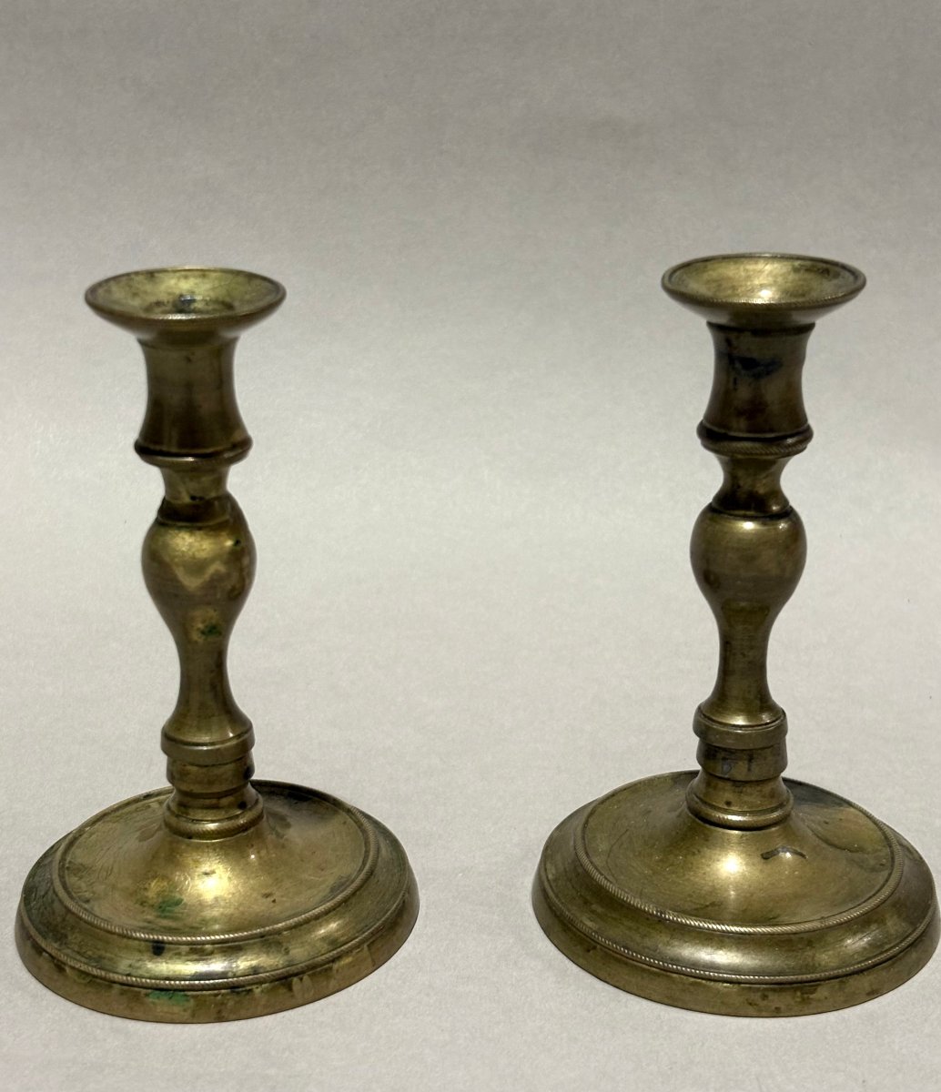 18th Italian Pair Of Miniature Candlesticks For A Portable Altar-photo-2