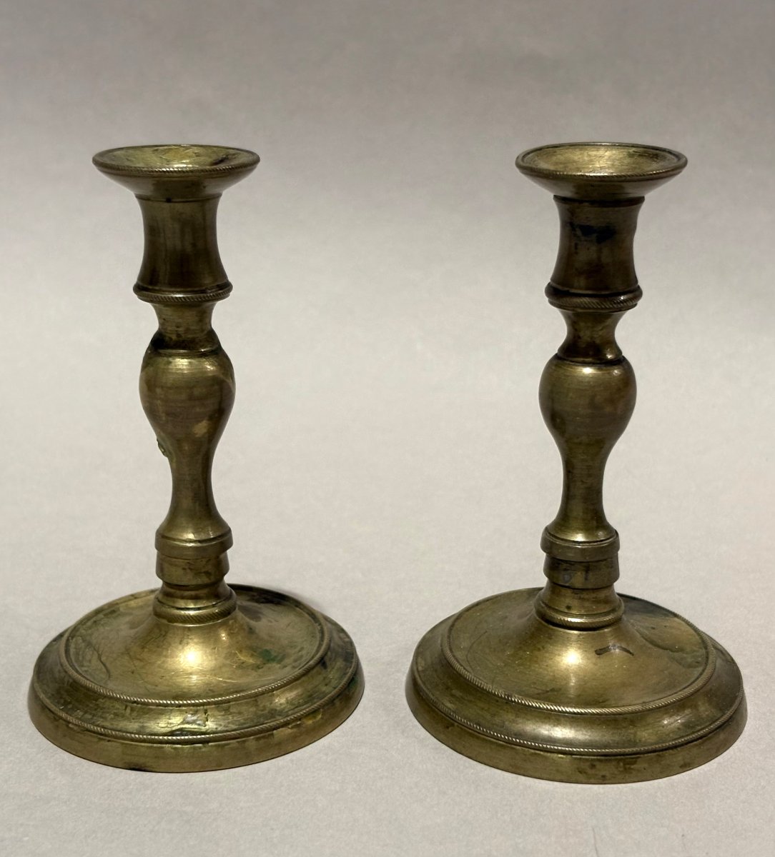 18th Italian Pair Of Miniature Candlesticks For A Portable Altar